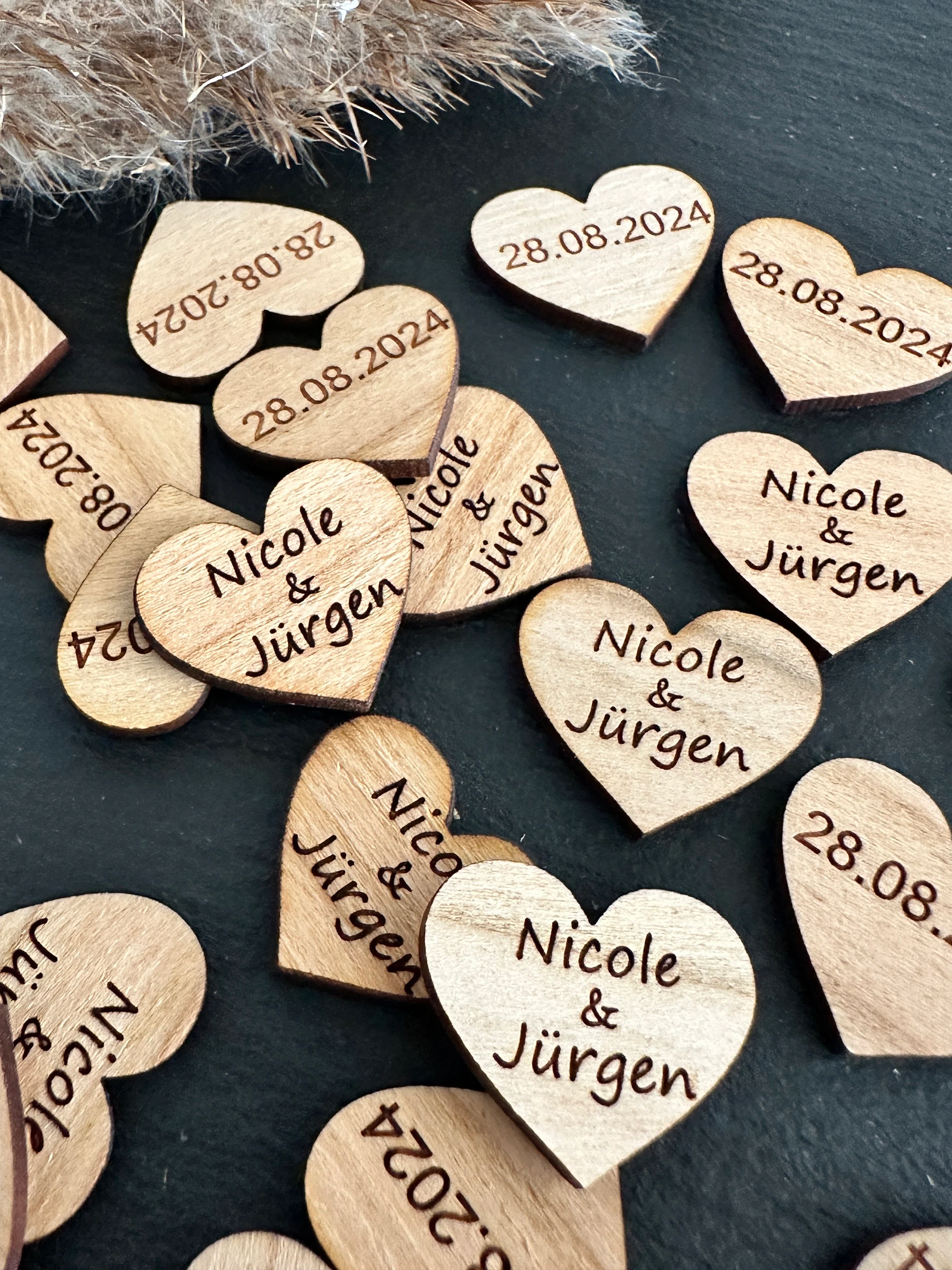 Holz Herz  Name & Datum 